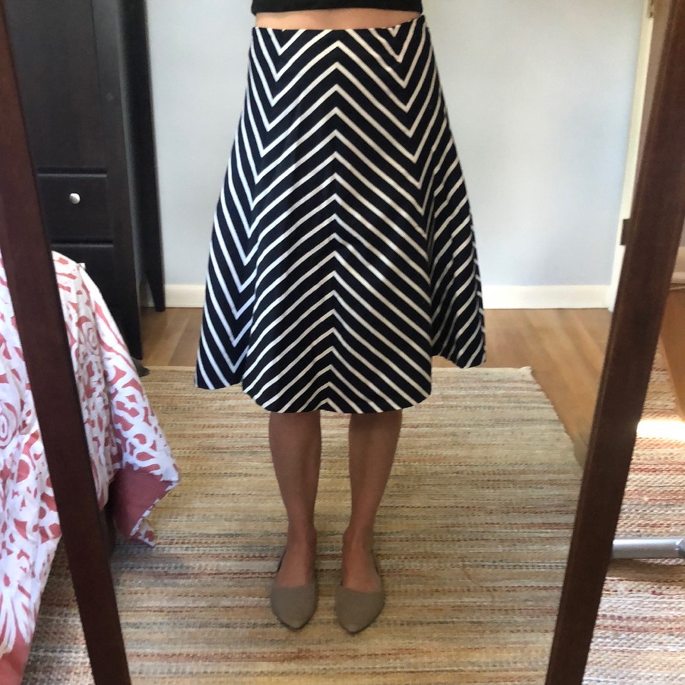 Navy and white knee length skirt